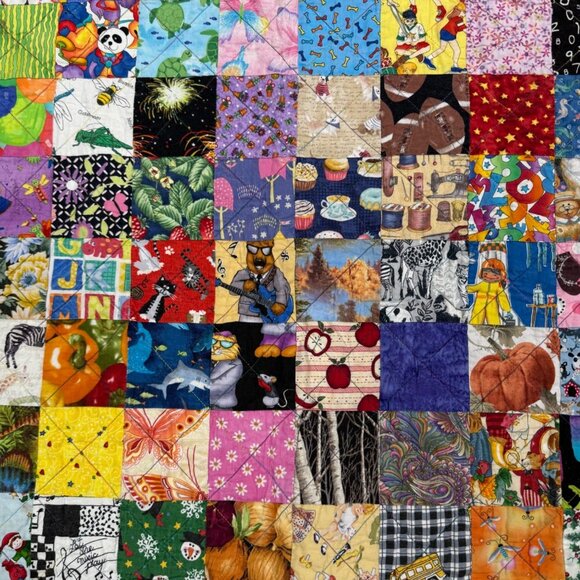 Handmade I Spy Patchwork Quilt 38"x38" By Denise Allen Multicolor Cotton Fabric - Picture 2 of 6